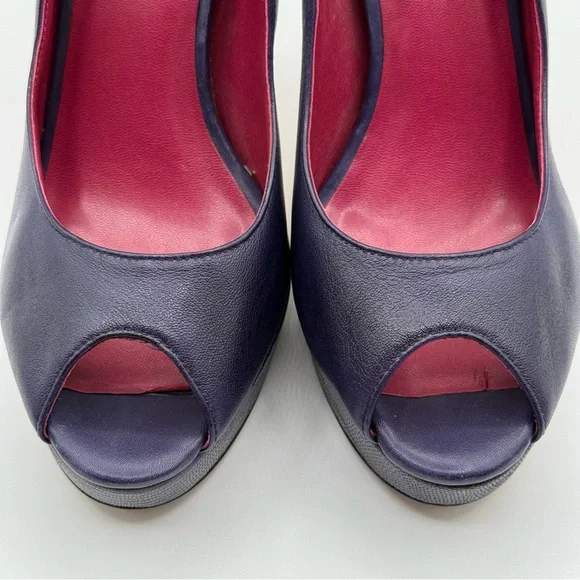 Cole Haan Mariela Air Purple Leather Peep Toe Pumps Women 6.5B - Picture 8 of 16